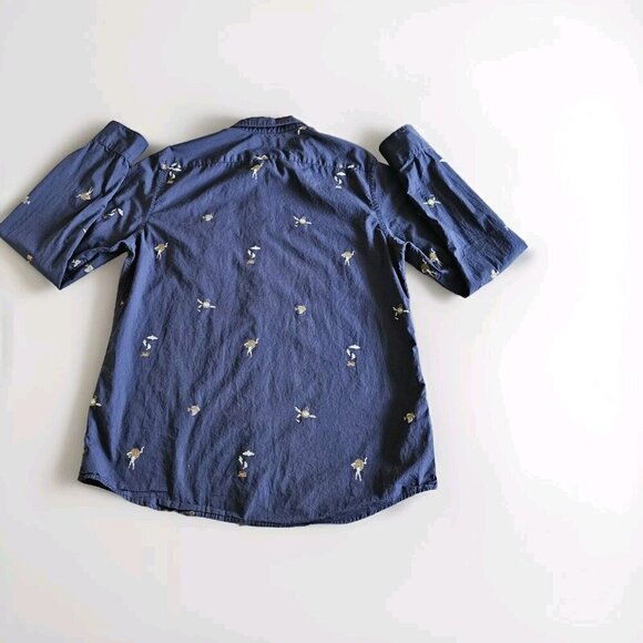 Scotch & Soda Shirt Men XL Navy LS Button Up Abstract Embroidery Boho Pocket - Picture 14 of 16